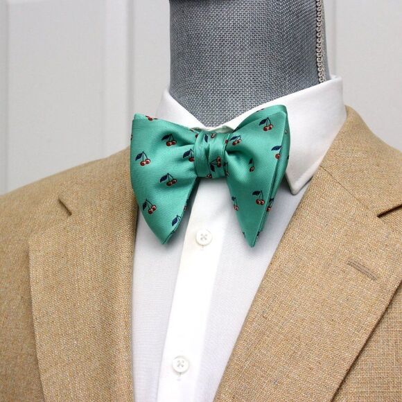 Green Silk Big Butterfly Bow Tie S533 - Picture 14 of 16